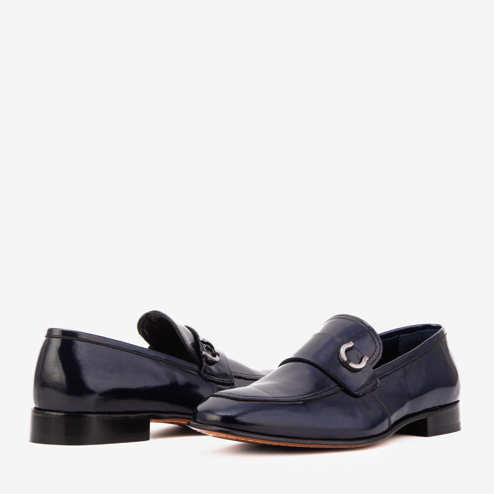 The Blackwell Navy Patent Bit Loafer Shoe All New