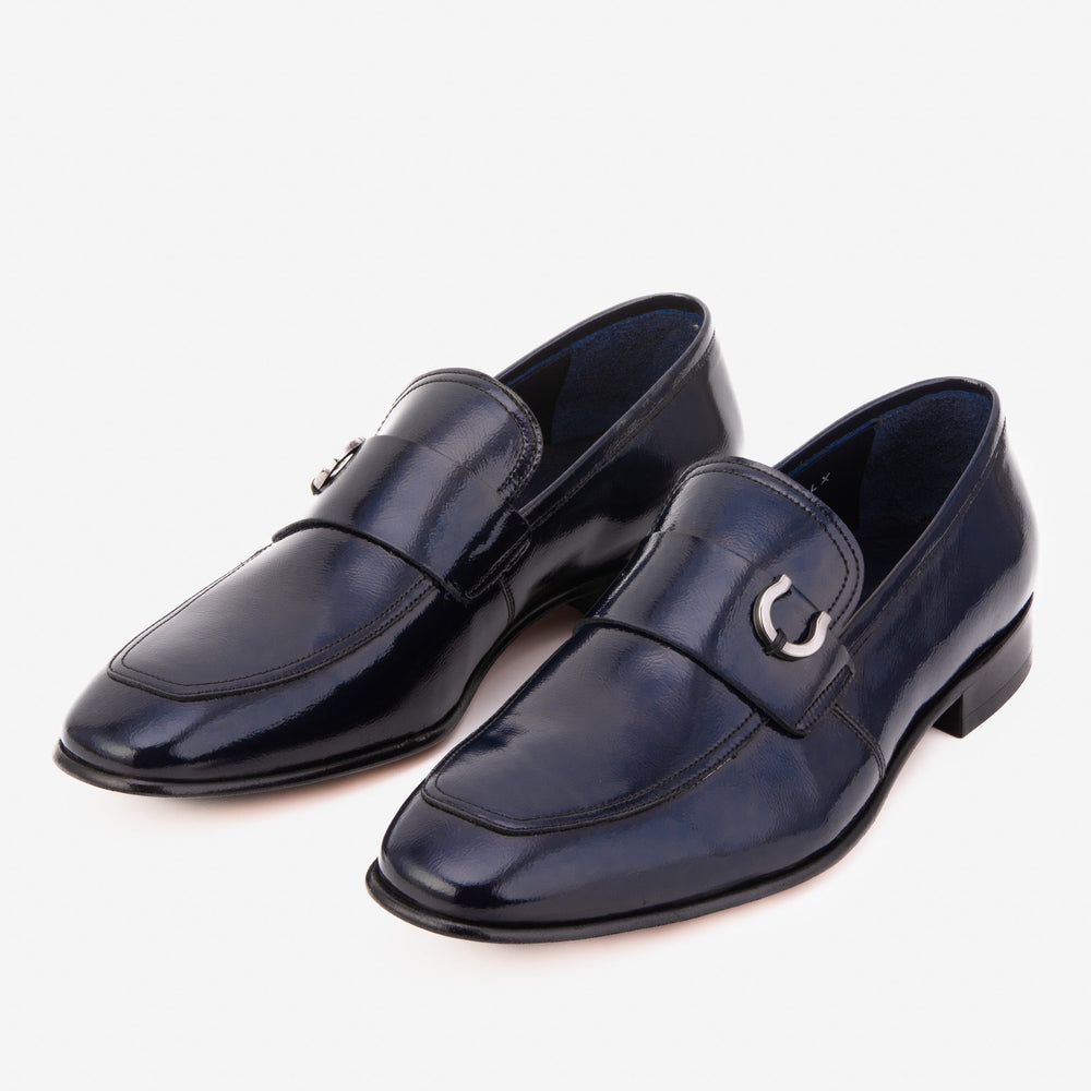 The Blackwell Navy Patent Bit Loafer Shoe All New