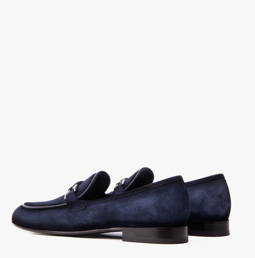 The Brooks Navy Suede Bit Loafer Shoe Exclusive Style
