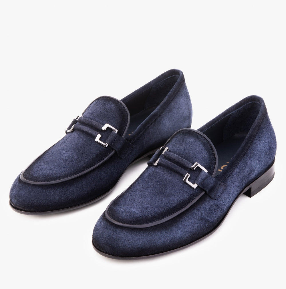 The Brooks Navy Suede Bit Loafer Shoe Exclusive Style