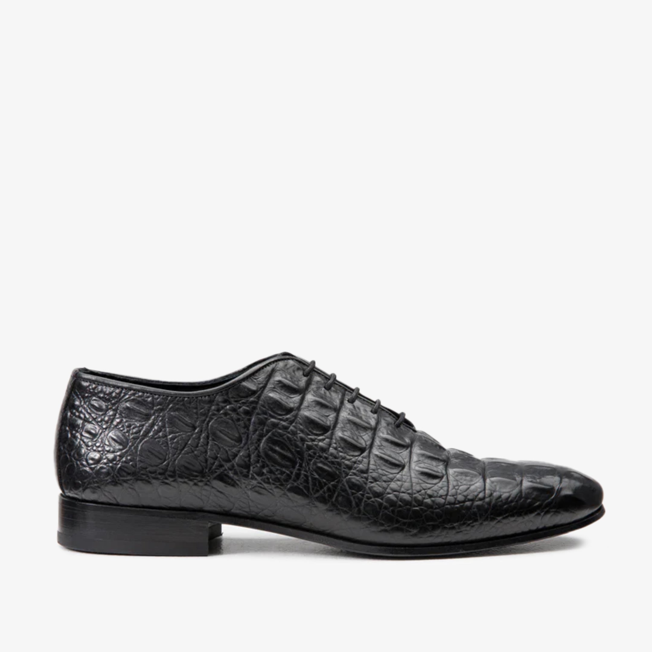 The Randor Black Crocodile Leather Oxford Shoe On Sale