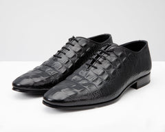 The Randor Black Crocodile Leather Oxford Shoe On Sale