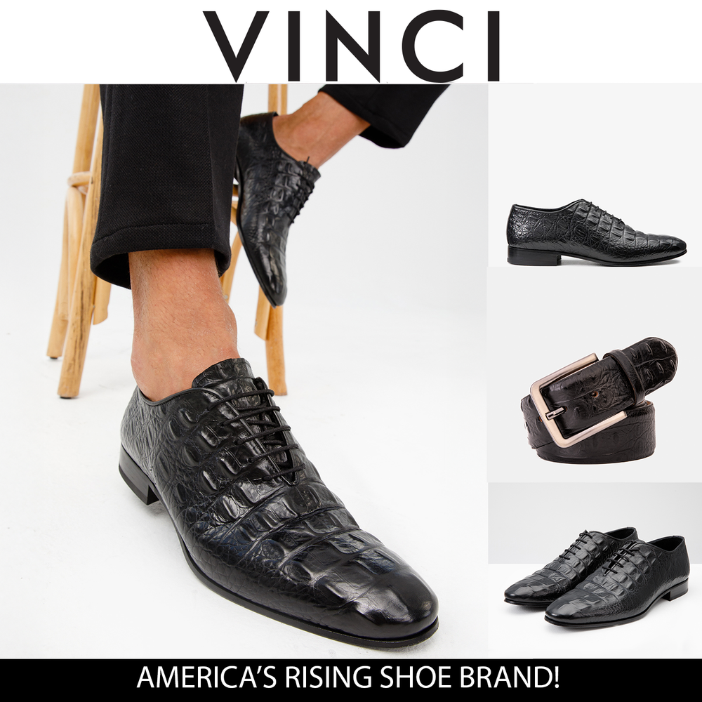 The Randor Black Crocodile Leather Oxford Shoe On Sale