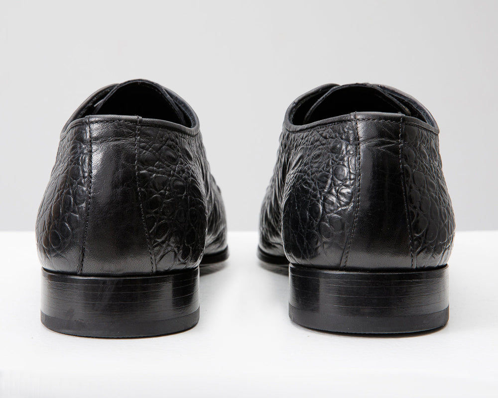 The Randor Black Crocodile Leather Oxford Shoe On Sale