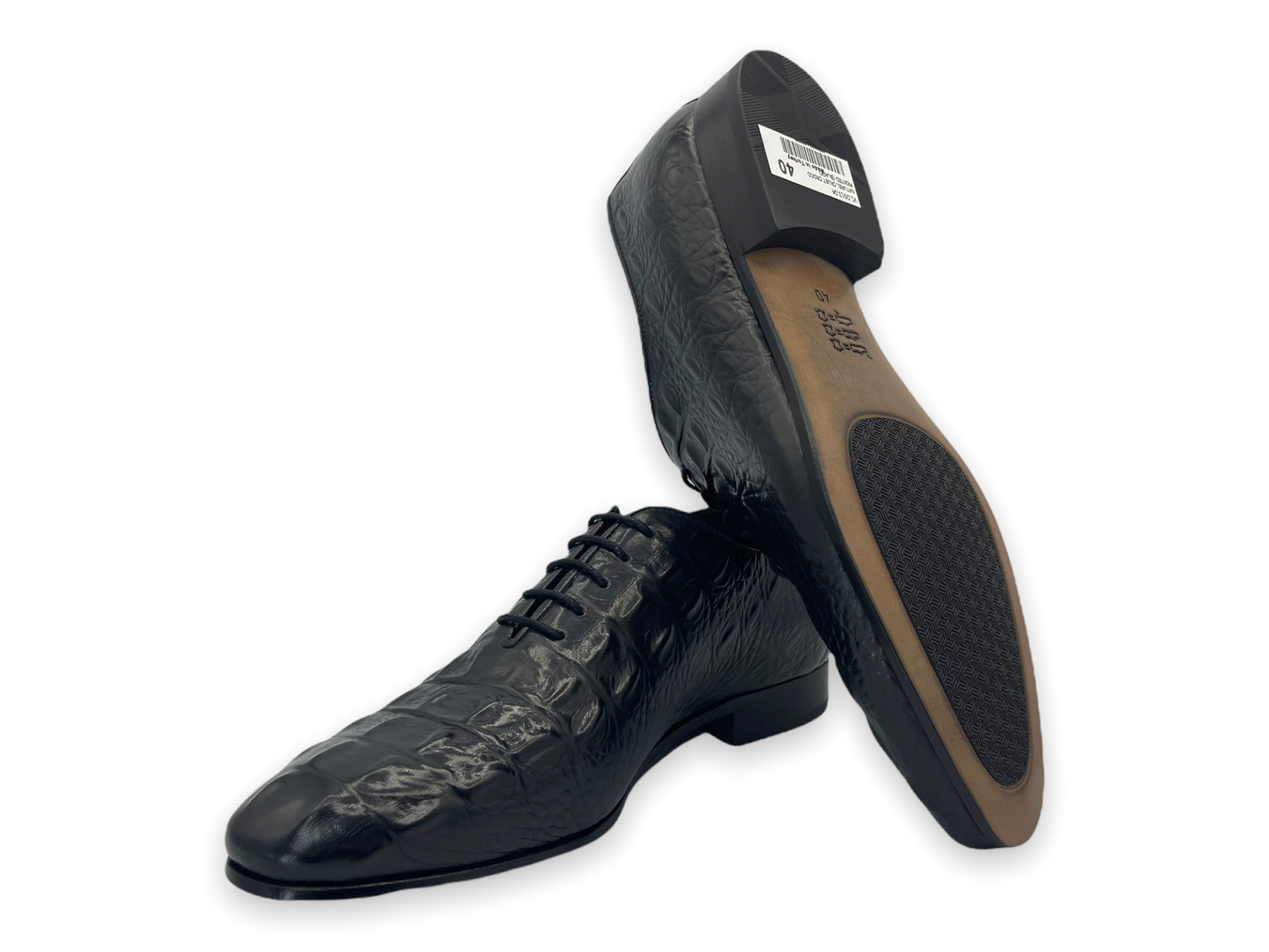 The Randor Black Crocodile Leather Oxford Shoe On Sale