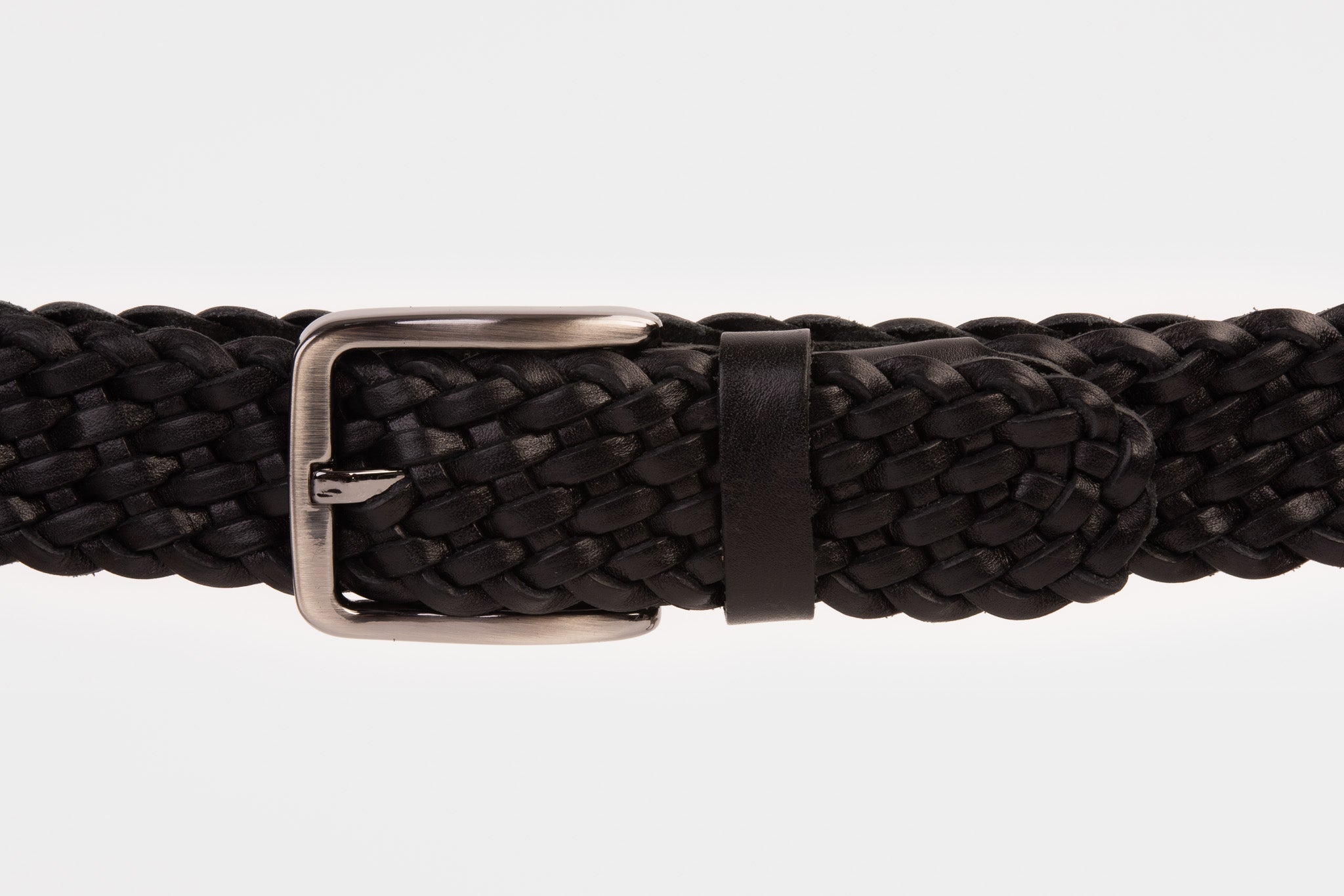 The Grand Woven Black Color Leather Belt Universal Fit