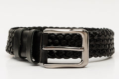 The Grand Woven Black Color Leather Belt Universal Fit
