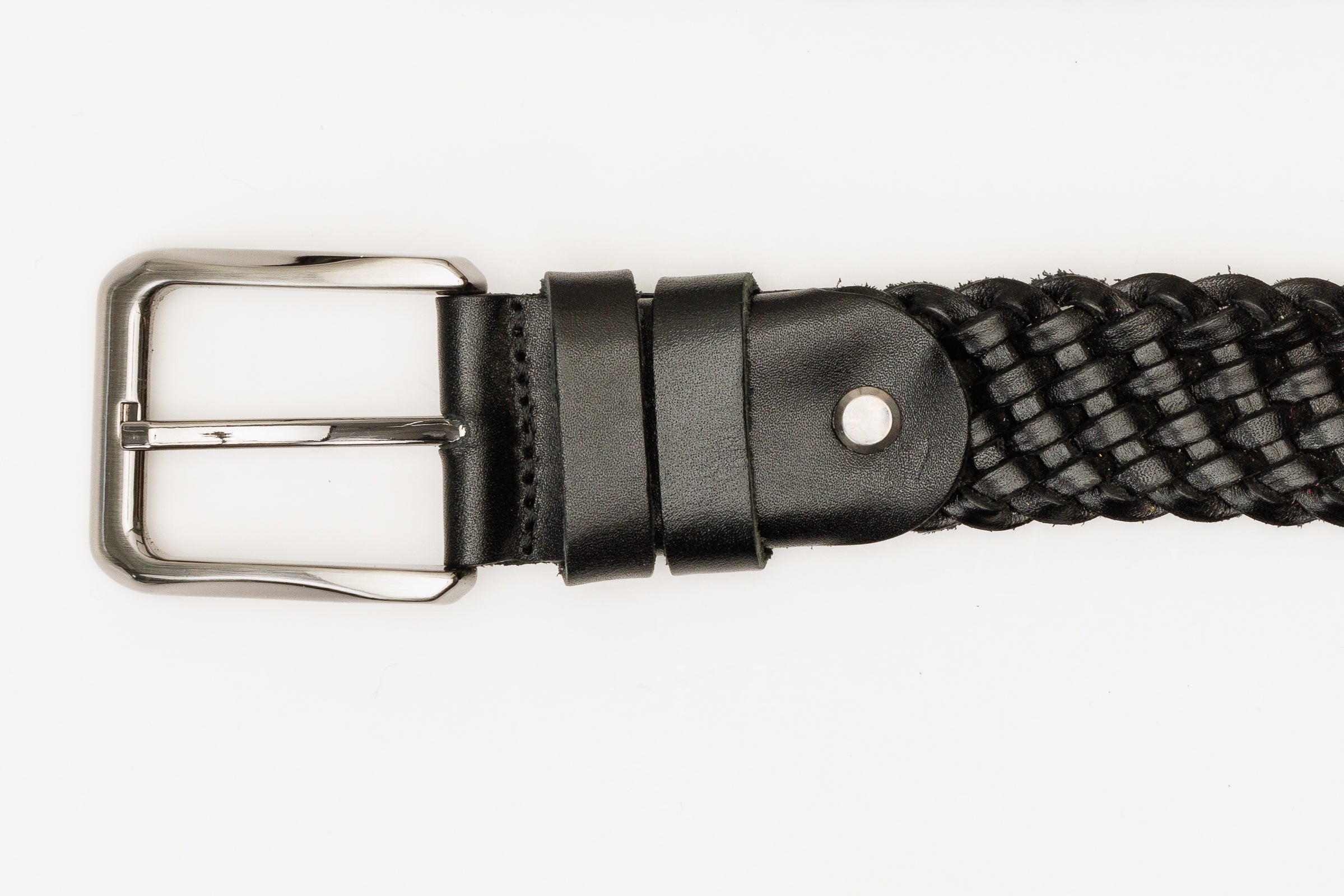 The Grand Woven Black Color Leather Belt Universal Fit
