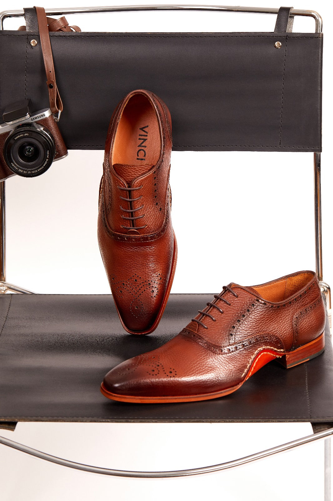 The Draco Handmade Tan Semi Brogue Oxford Shoe Fine Craftsmanship