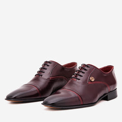 The Rockwell Handmade Burgundy Leather Cap Toe Oxford Shoe Exclusive Style