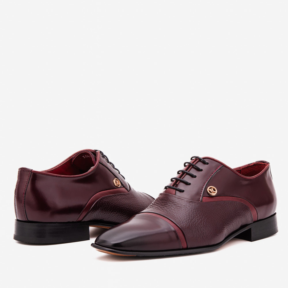 The Rockwell Handmade Burgundy Leather Cap Toe Oxford Shoe Exclusive Style