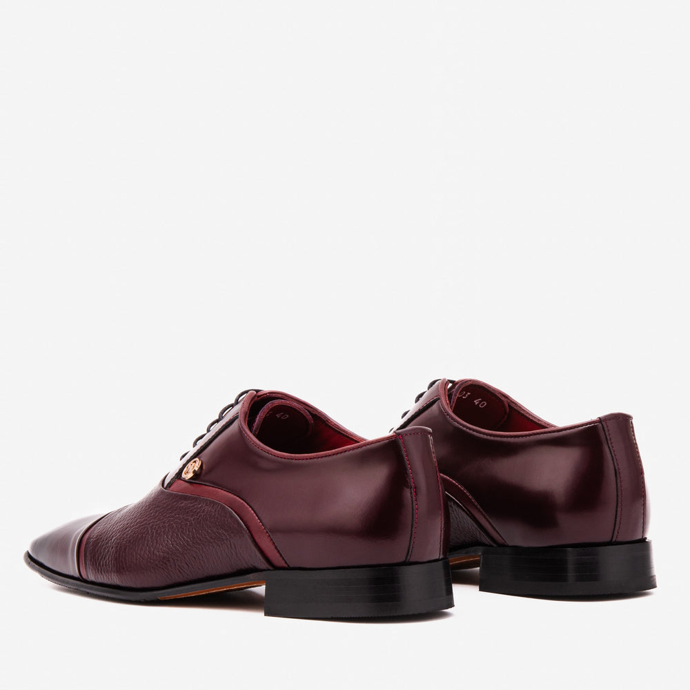The Rockwell Handmade Burgundy Leather Cap Toe Oxford Shoe Exclusive Style