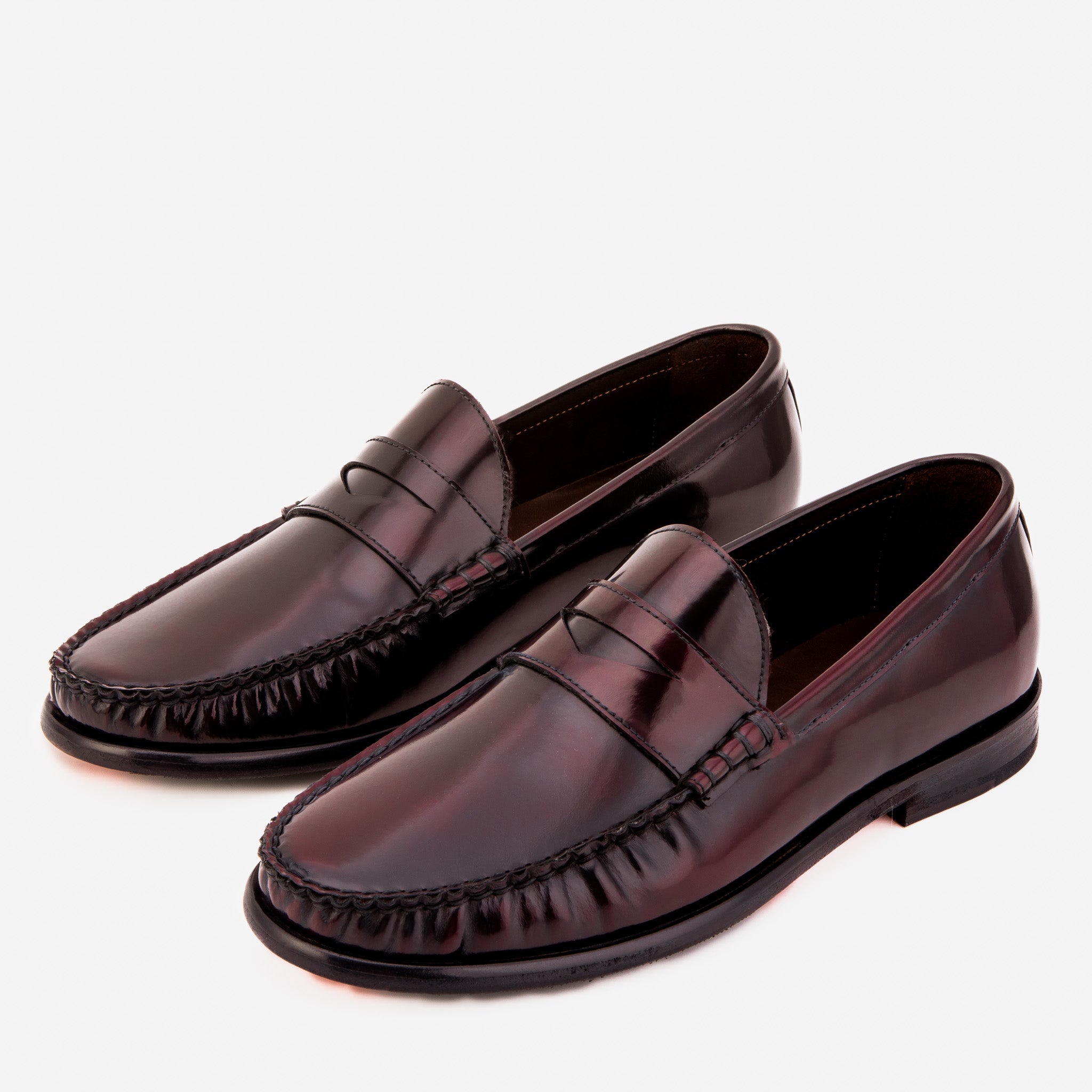 The Belmont Burgundy Polished Leather Loafer On Sale
