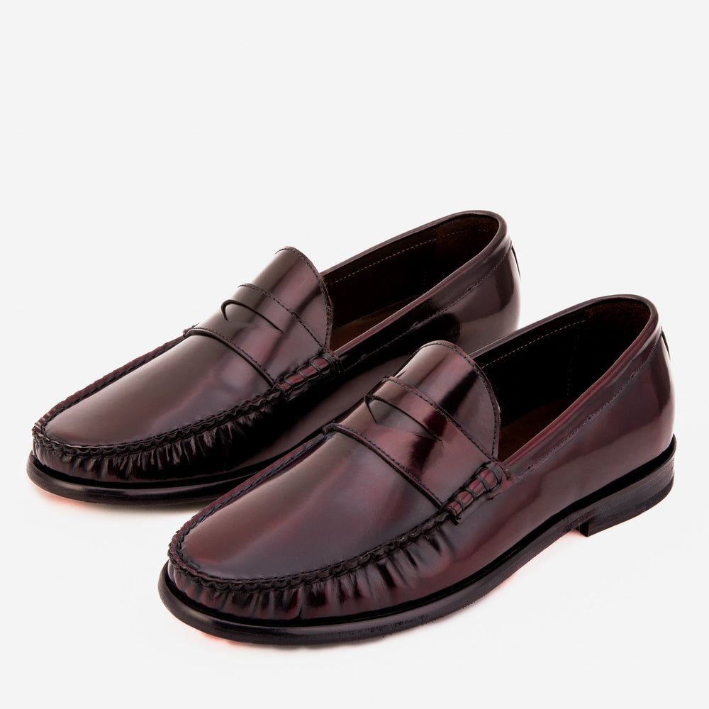 The Belmont Burgundy Polished Leather Loafer On Sale