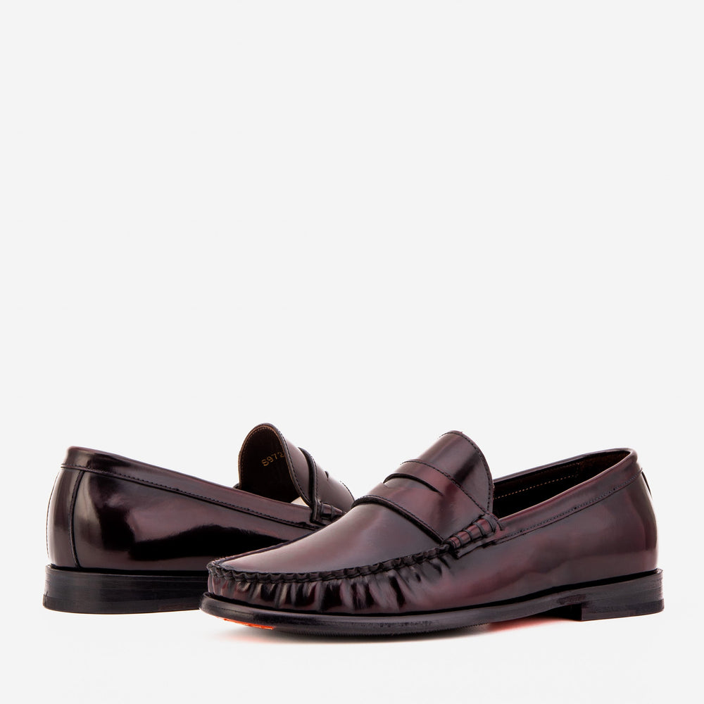 The Belmont Burgundy Polished Leather Loafer On Sale