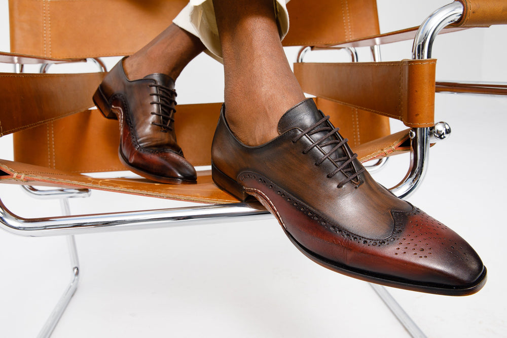 The Royal Hand Craft Burgundy Wingtip Oxford Shoe Universal Fit