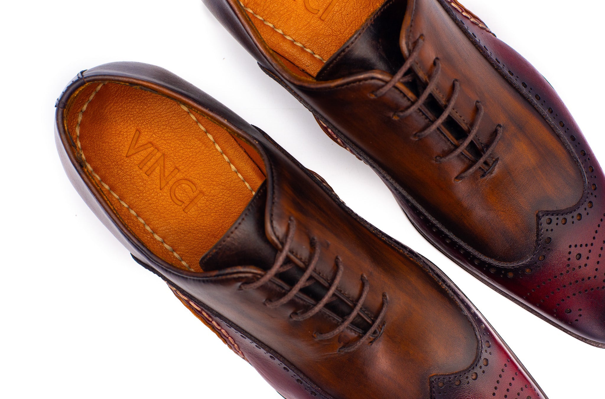 The Royal Hand Craft Burgundy Wingtip Oxford Shoe Universal Fit