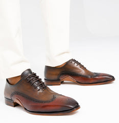 The Royal Hand Craft Burgundy Wingtip Oxford Shoe Universal Fit