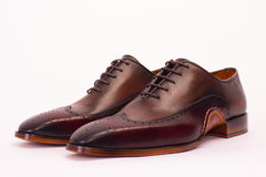 The Royal Hand Craft Burgundy Wingtip Oxford Shoe Universal Fit