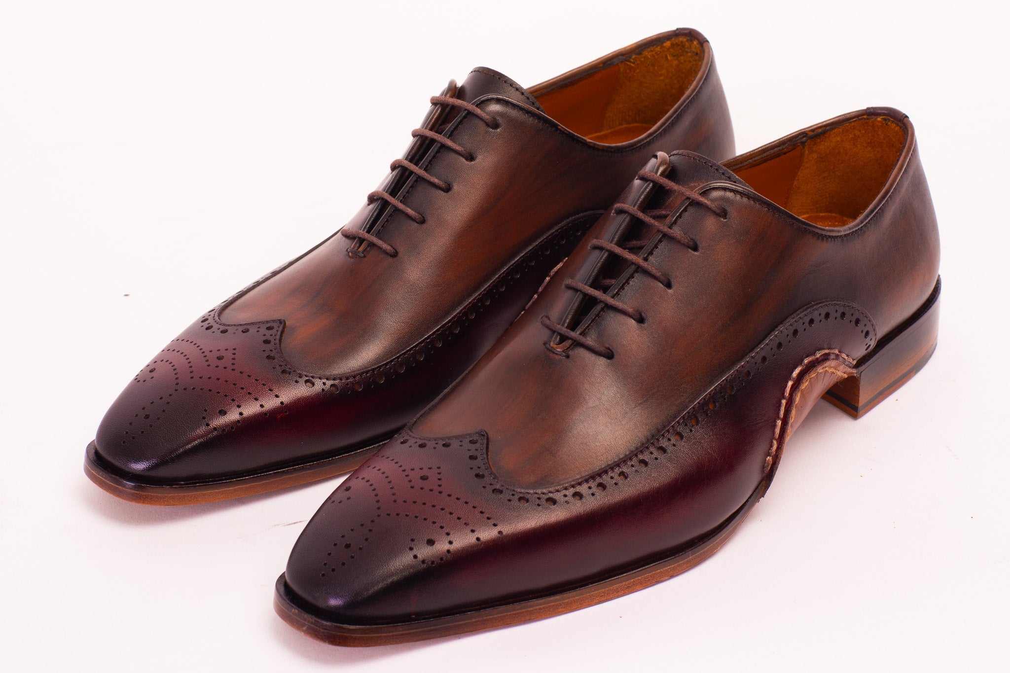 The Royal Hand Craft Burgundy Wingtip Oxford Shoe Universal Fit