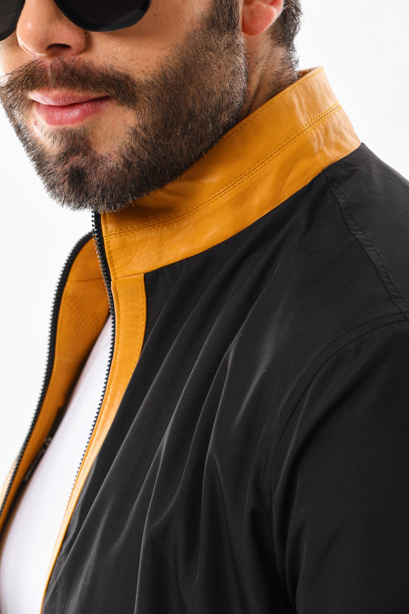 The Como Reversible Mustard Yellow Black Leather Bomber Jacket Exclusive Style