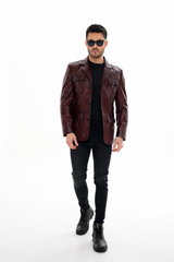 The Ravenna Burgundy Leather Jacket On Sale