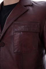 The Ravenna Burgundy Leather Jacket On Sale
