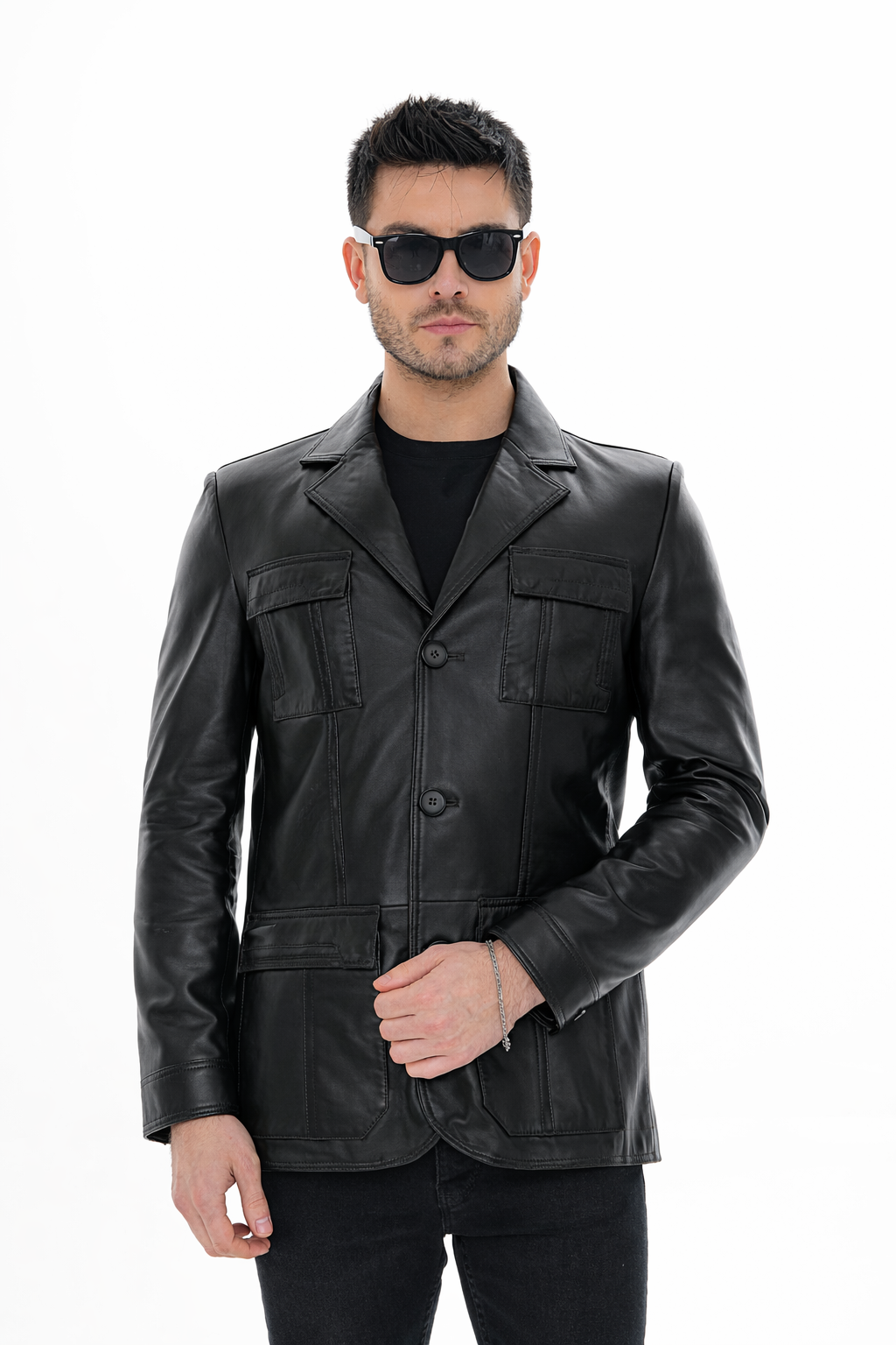 The Ravenna Black Leather Jacket For Sale