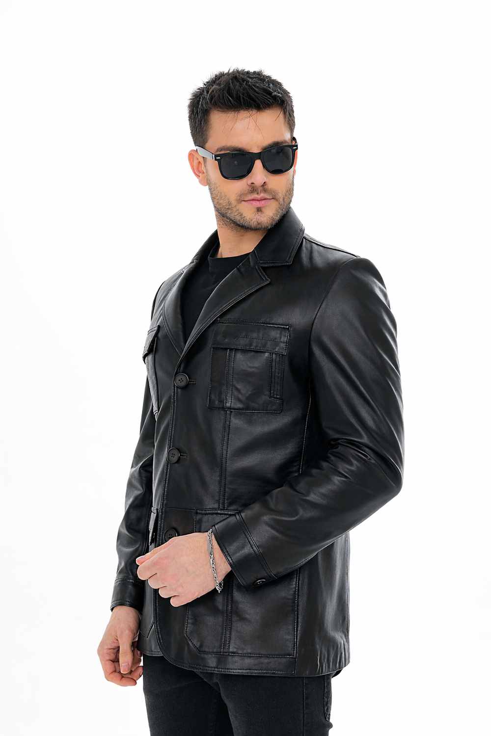 The Ravenna Black Leather Jacket For Sale