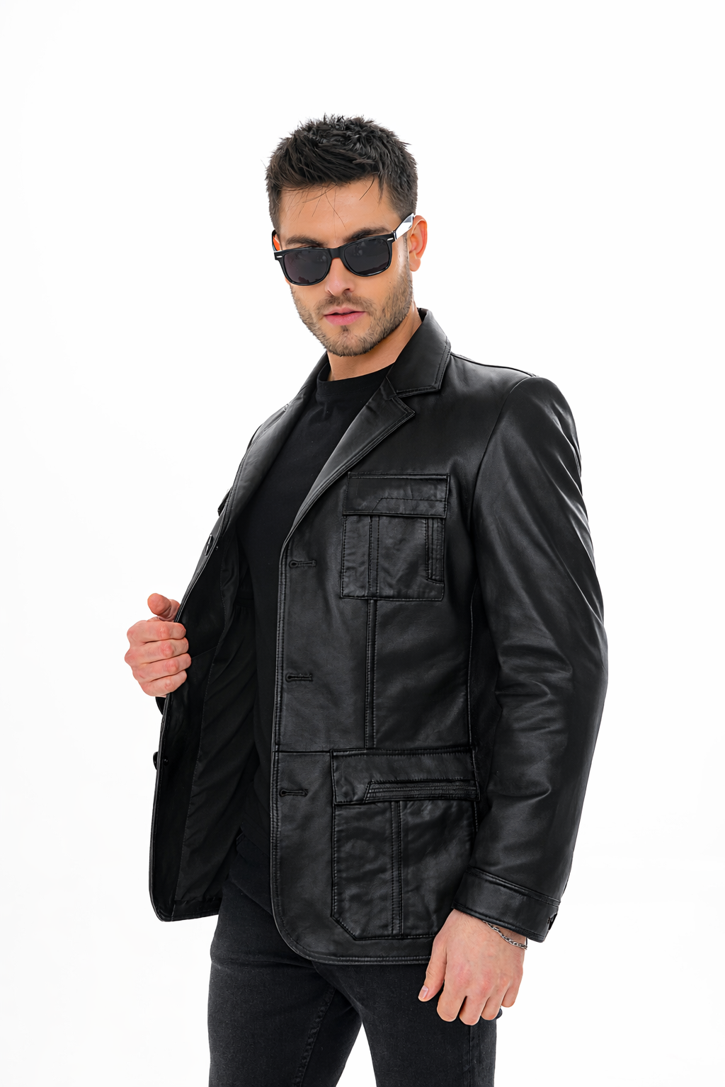 The Ravenna Black Leather Jacket For Sale