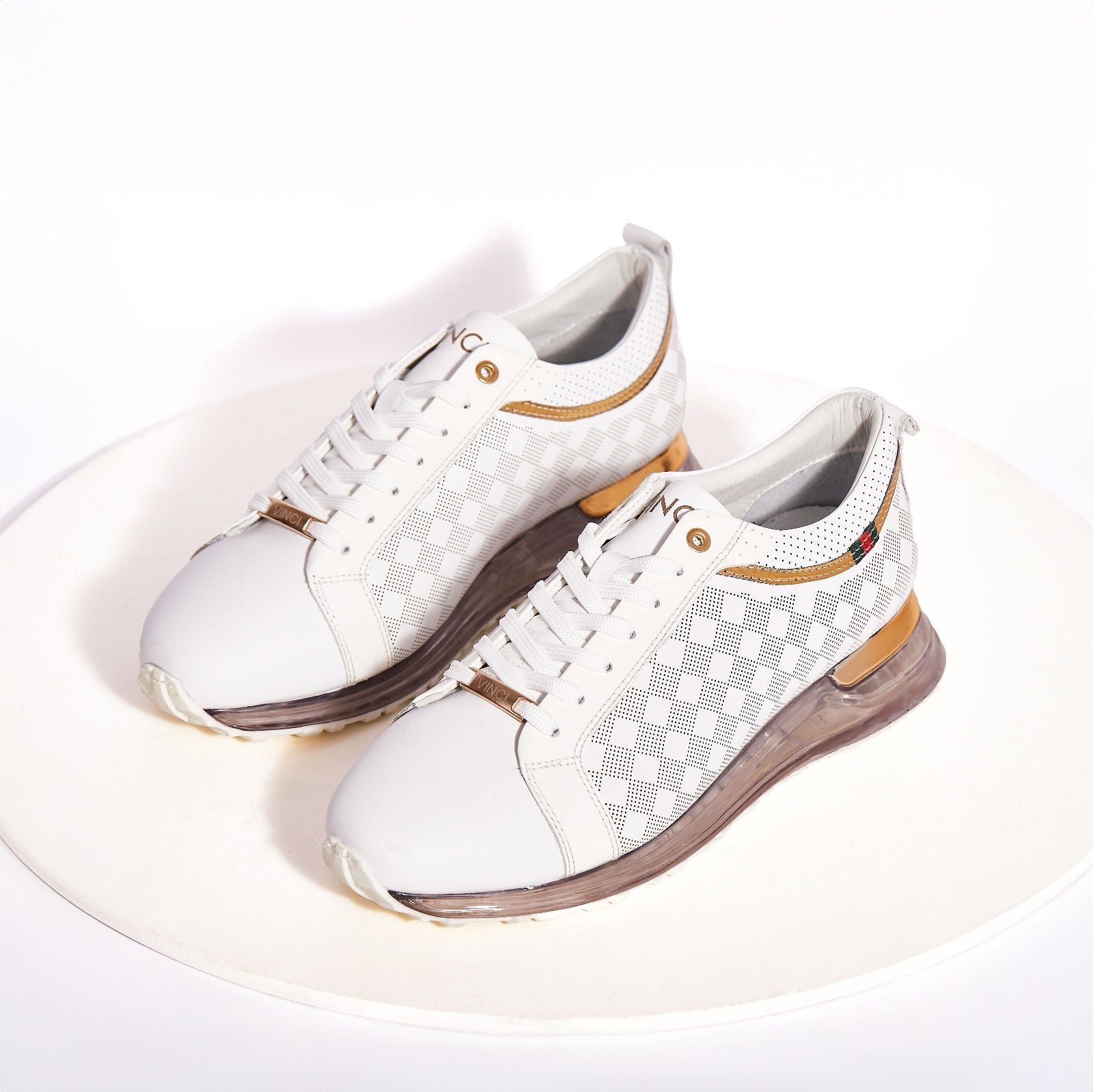 The Cenova White Gold Leather Sneaker Universal Fit