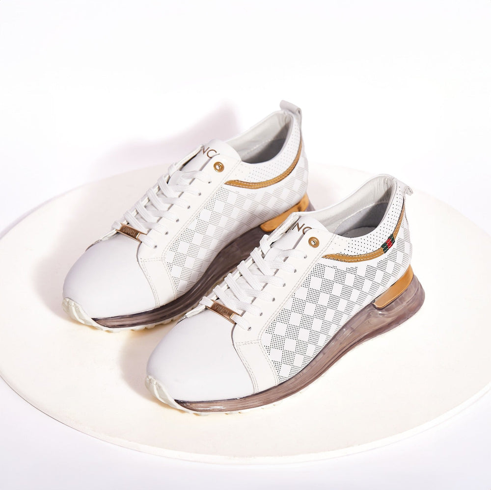 The Cenova White Gold Leather Sneaker Universal Fit