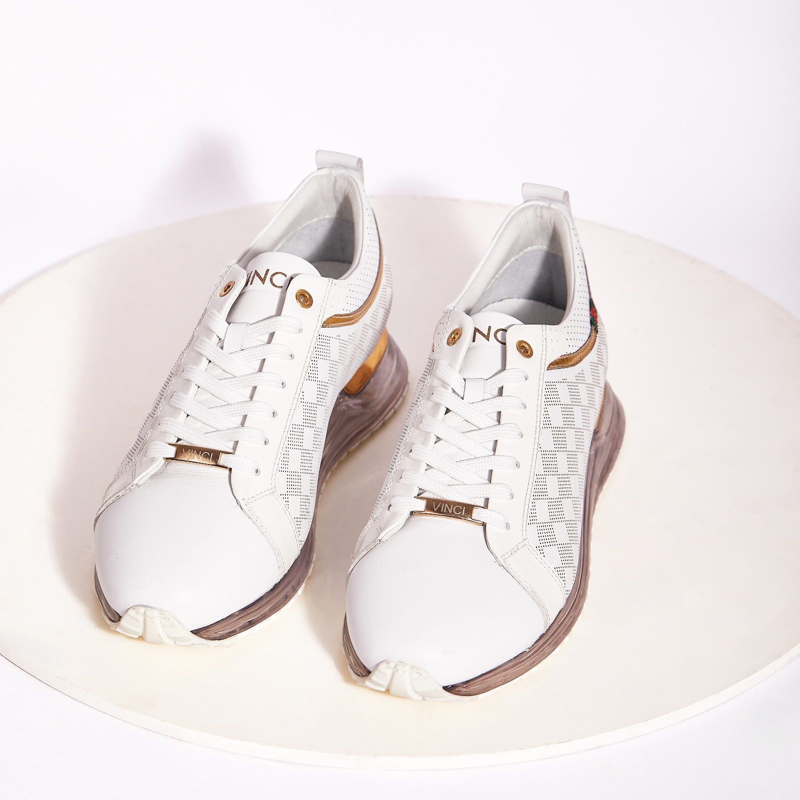 The Cenova White Gold Leather Sneaker Universal Fit