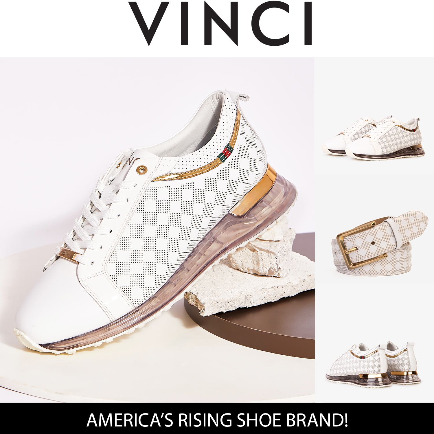 The Cenova White Gold Leather Sneaker Universal Fit