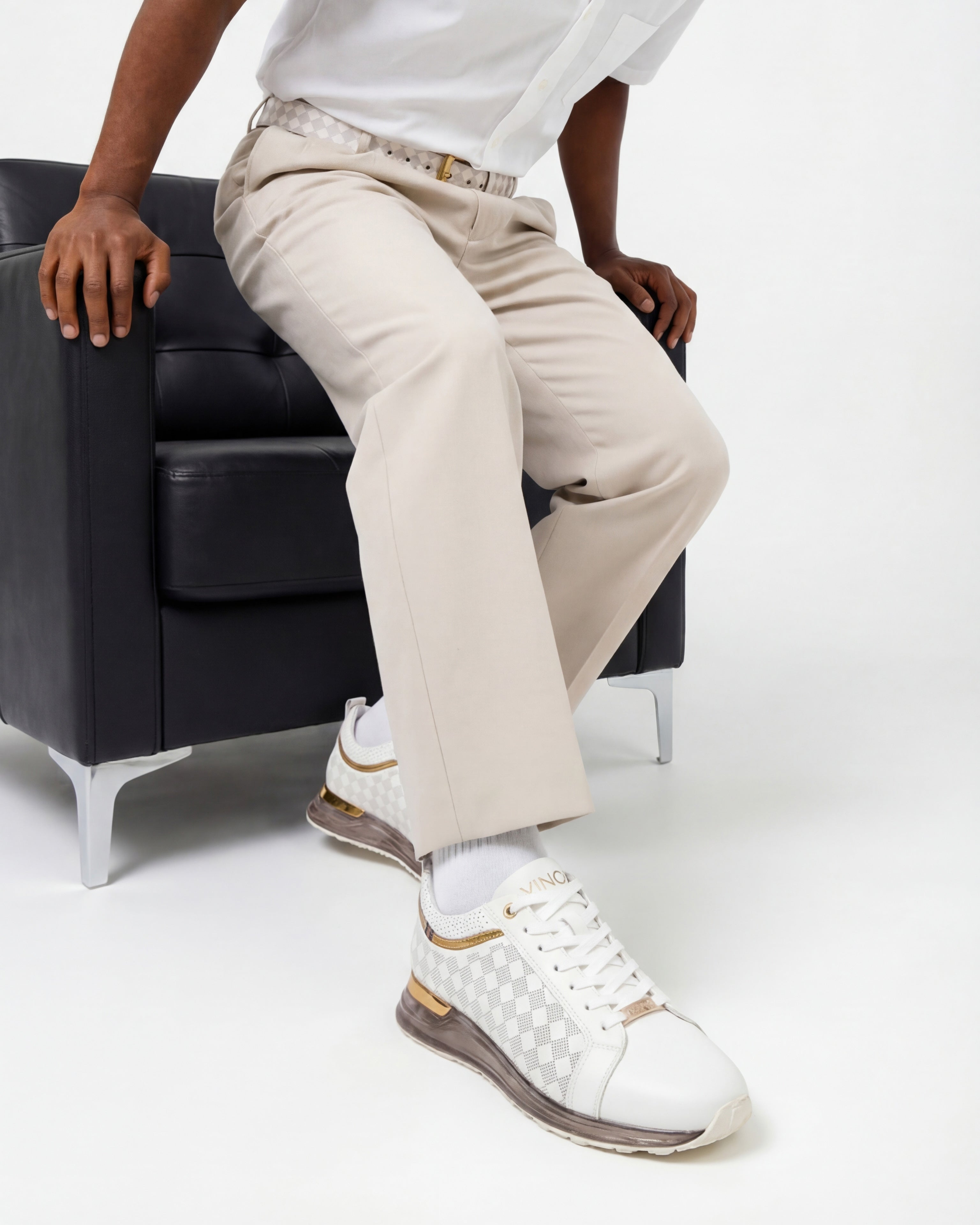 The Cenova White Gold Leather Sneaker Universal Fit