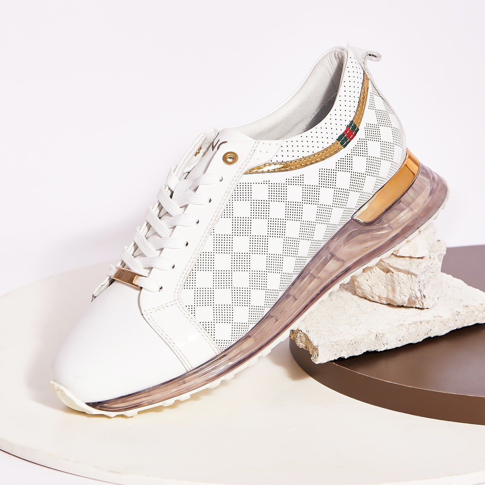 The Cenova White Gold Leather Sneaker Universal Fit
