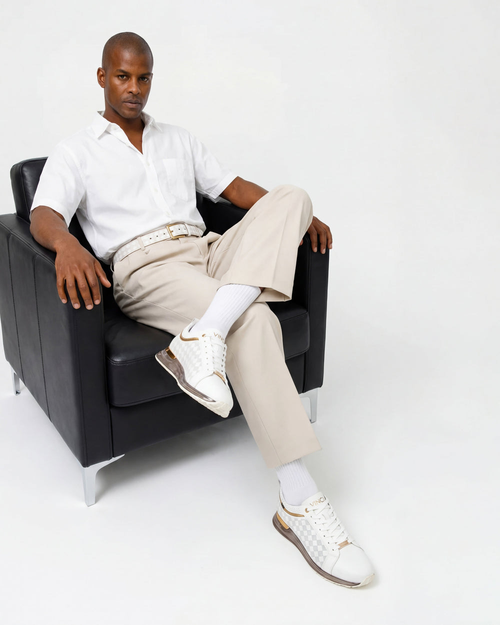 The Cenova White Gold Leather Sneaker Universal Fit