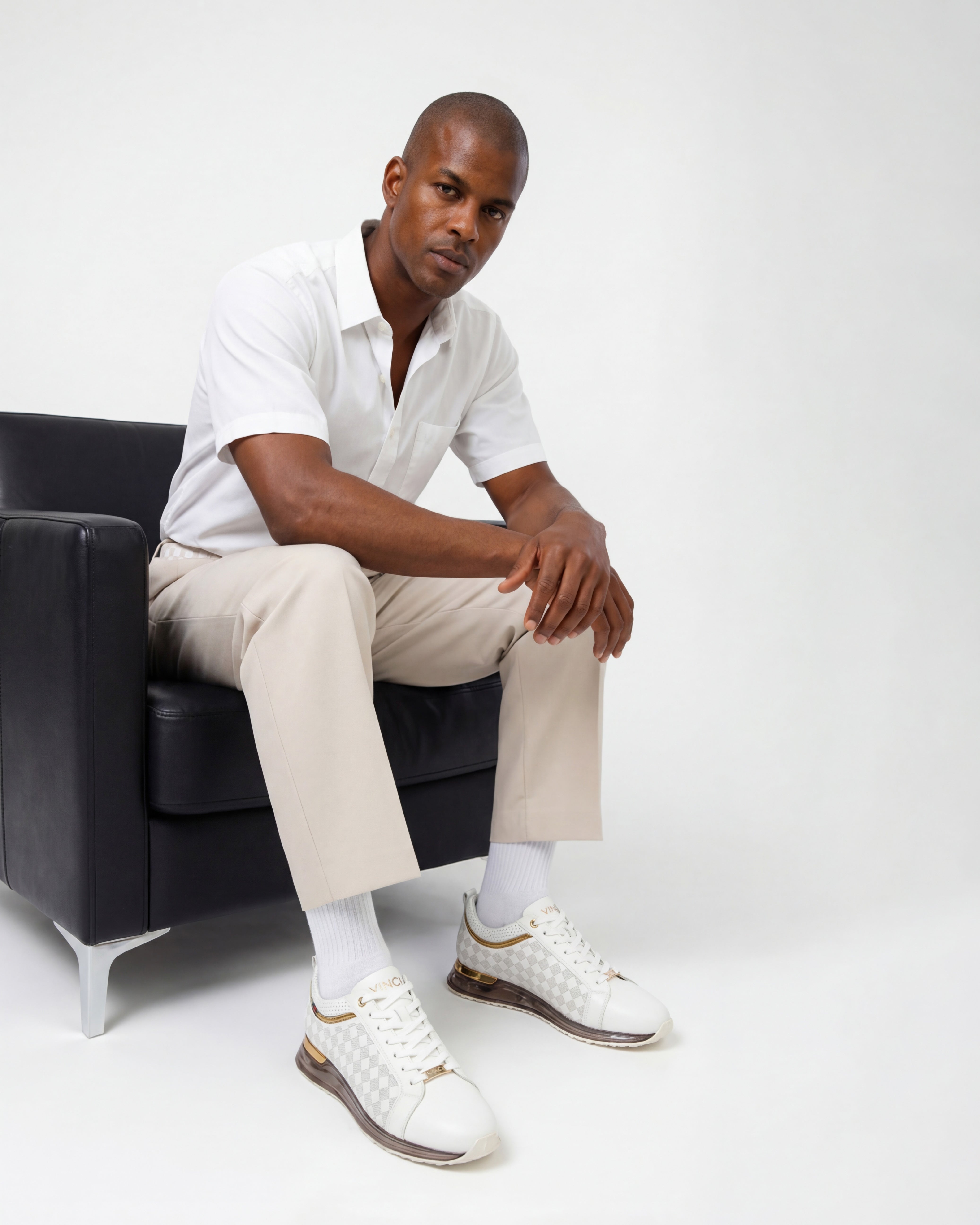 The Cenova White Gold Leather Sneaker Universal Fit