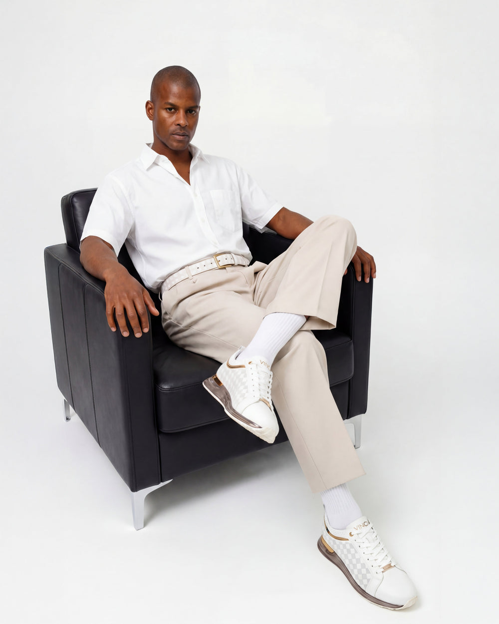 The Cenova White Gold Leather Sneaker Universal Fit