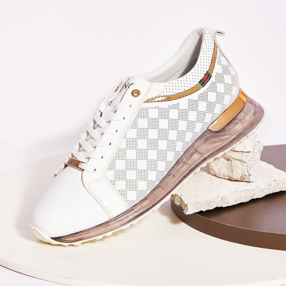The Cenova White Gold Leather Sneaker Universal Fit