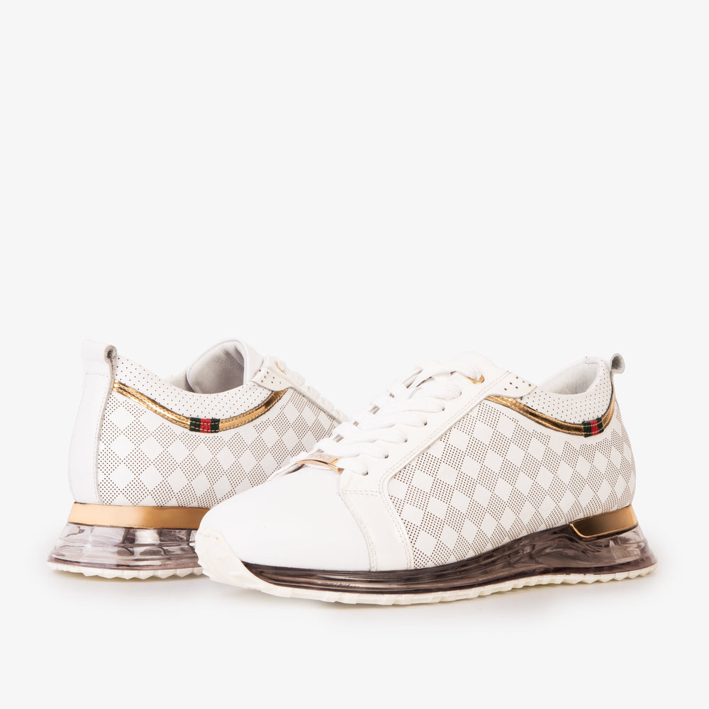 The Cenova White Gold Leather Sneaker Universal Fit