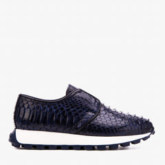 The Obsidian Navy Python Leather Sneaker For Sale