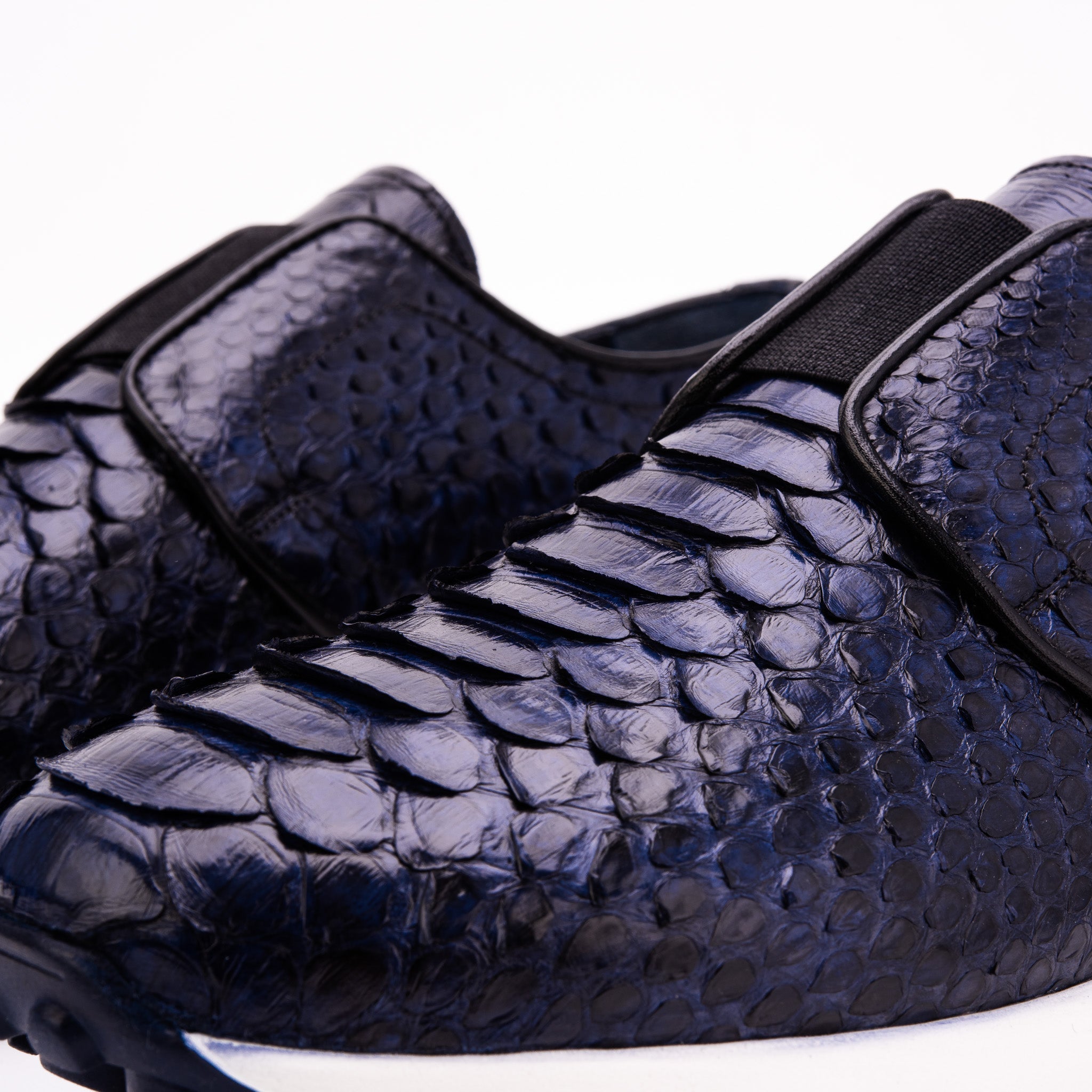 The Obsidian Navy Python Leather Sneaker For Sale