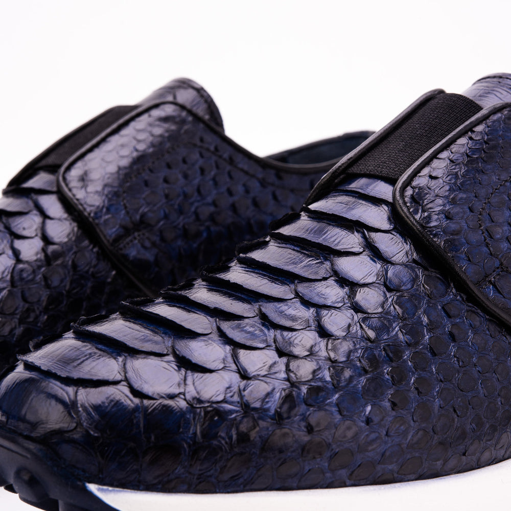 The Obsidian Navy Python Leather Sneaker For Sale