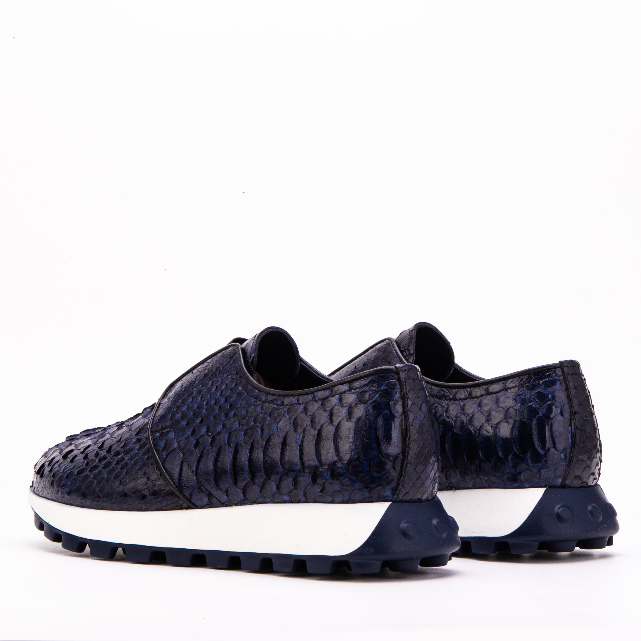 The Obsidian Navy Python Leather Sneaker For Sale