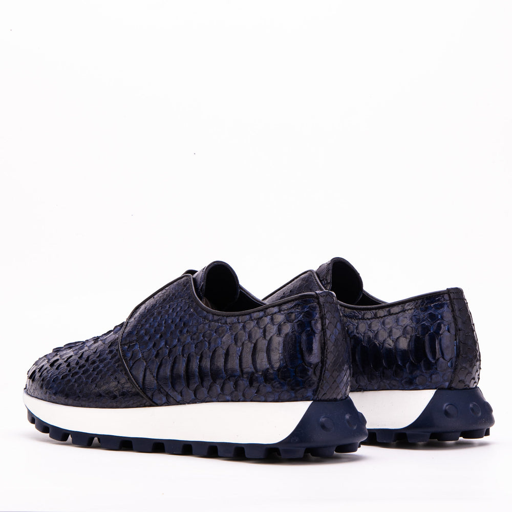 The Obsidian Navy Python Leather Sneaker For Sale