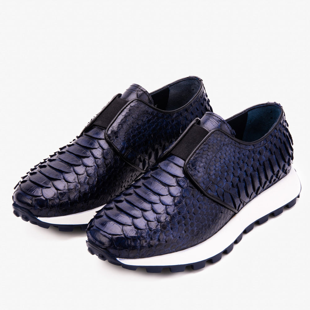 The Obsidian Navy Python Leather Sneaker For Sale