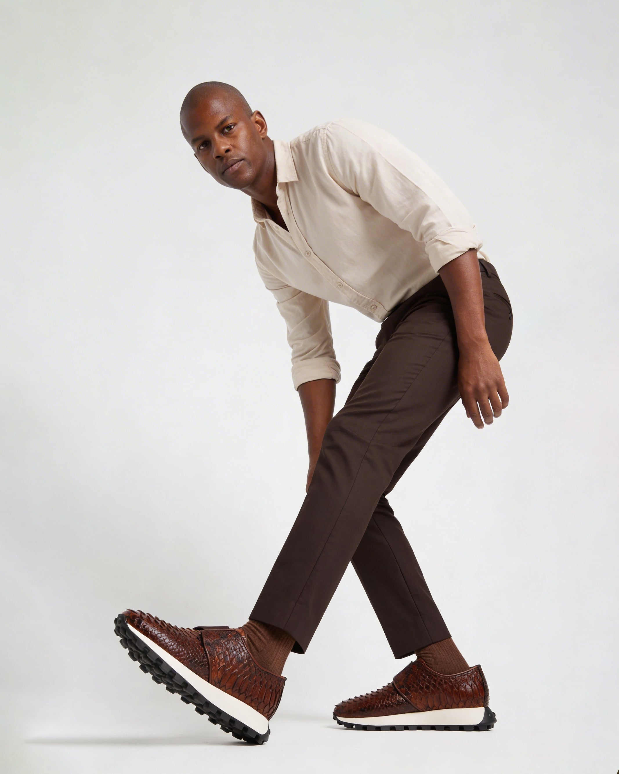 The Obsidian Tan  Python Leather Sneaker All New