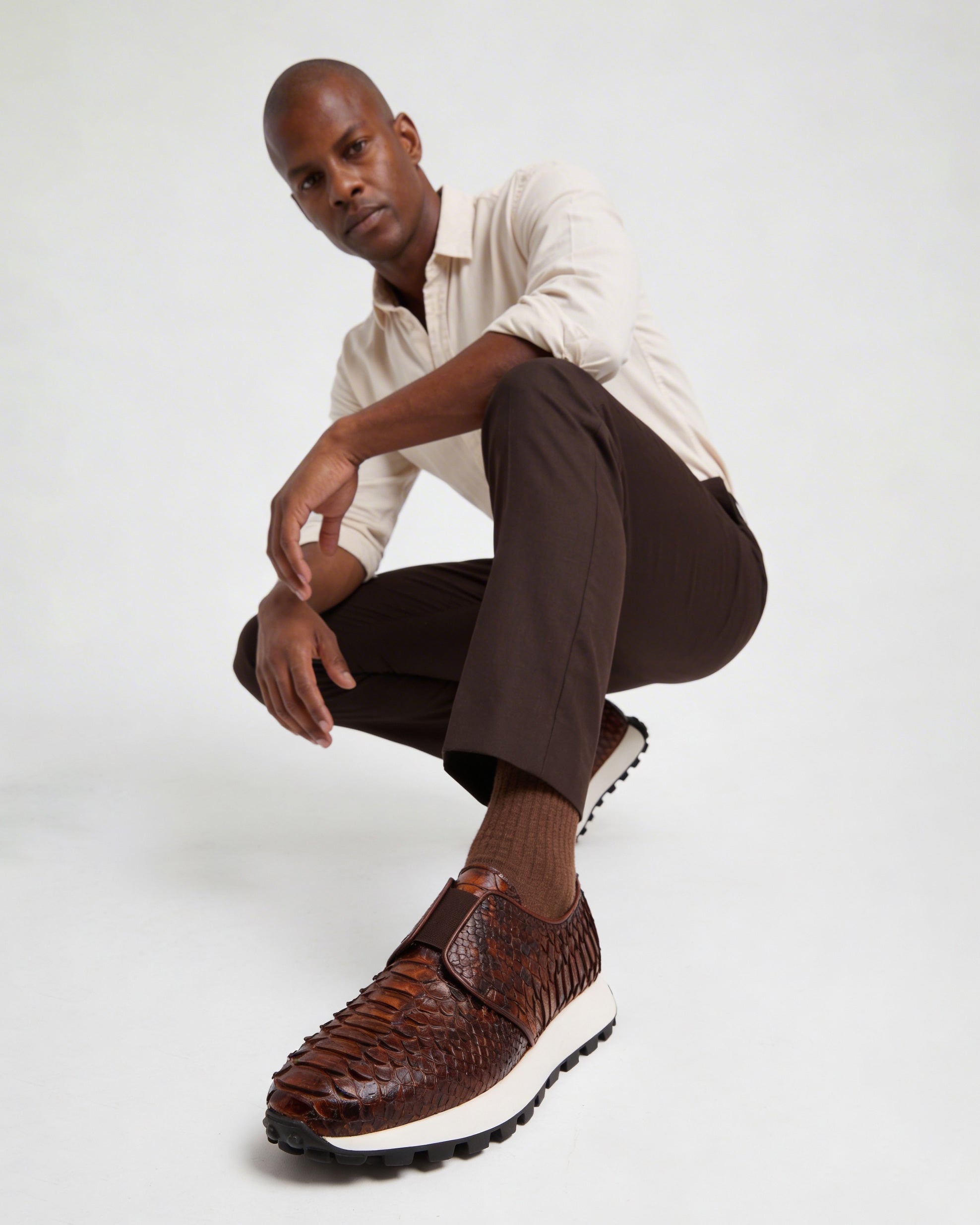 The Obsidian Tan  Python Leather Sneaker All New