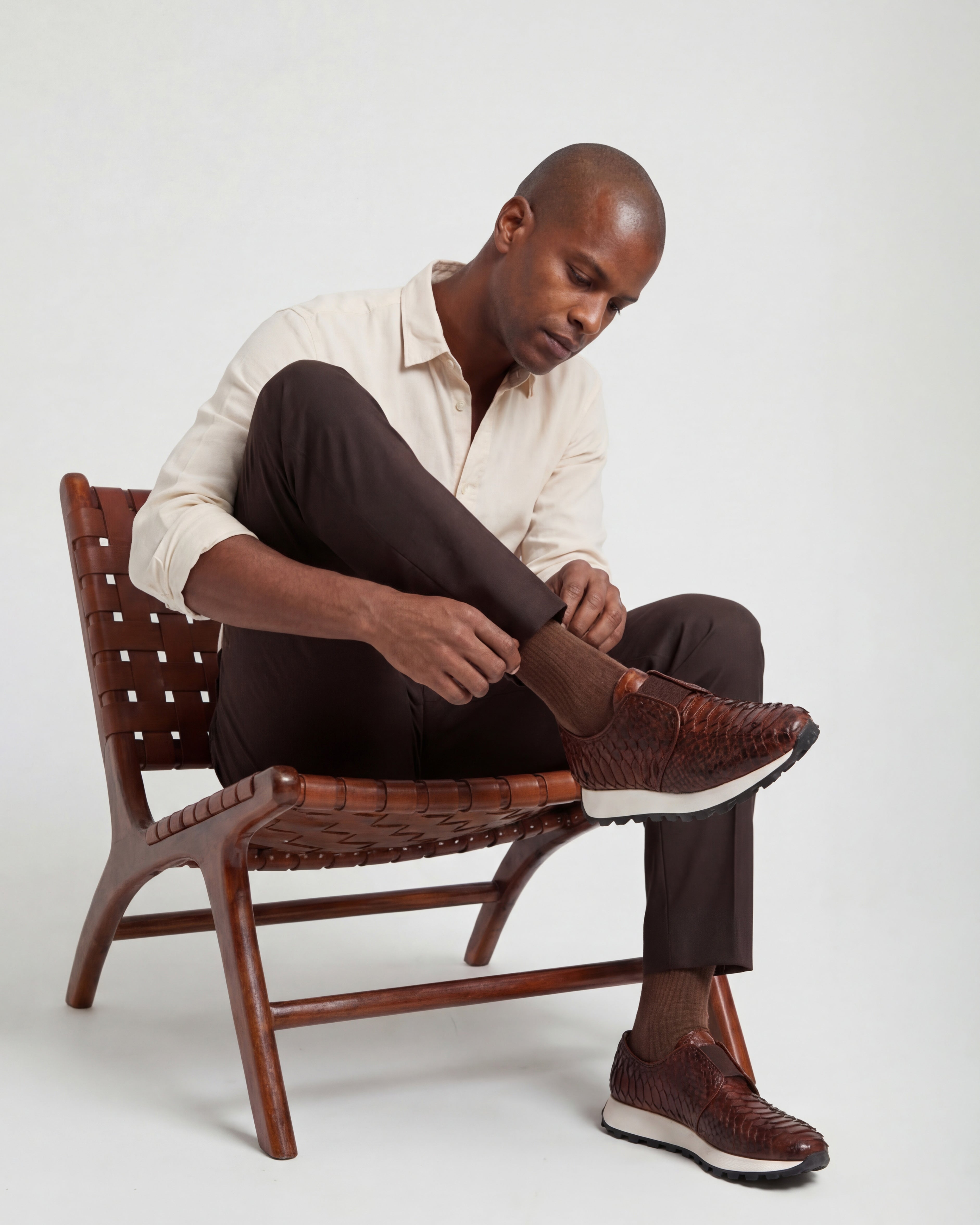 The Obsidian Tan  Python Leather Sneaker All New